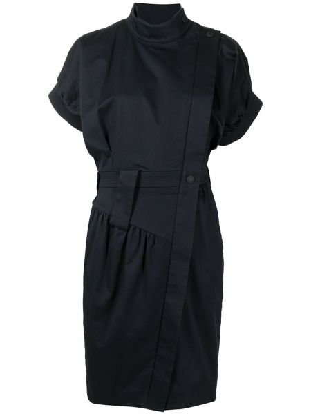 Hedvábné mini šaty s krátkými rukávy Louis Vuitton - modrá