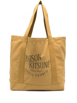 Τσάντα shopper με σχέδιο Maison Kitsuné κίτρινο