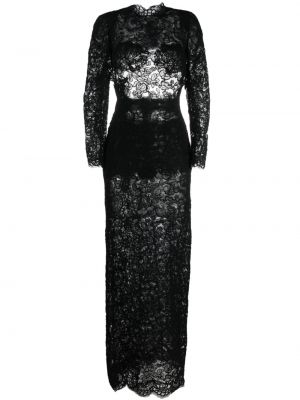 Вечерна рокля на цветя с дантела Ermanno Scervino черно