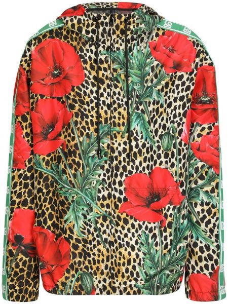 Kvetinová bunda s kapucňou s potlačou Dolce & Gabbana hnedá
