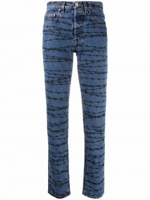 Jeans skinny slim fit con stampa Vetements blu