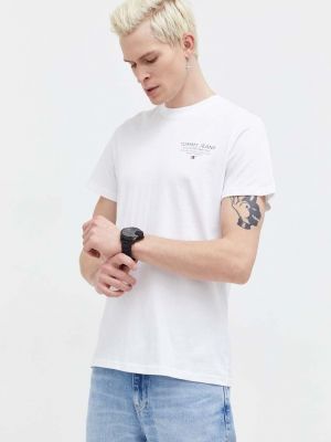Koszulka bawełniana z nadrukiem Tommy Jeans biała