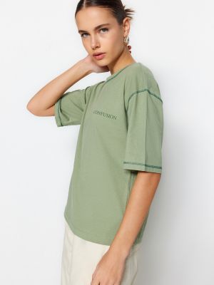 T-krekls Trendyol zaļš