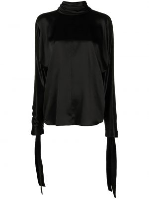 Копринена блуза Saint Laurent черно