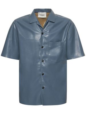 Kožená košile z imitace kůže Nanushka modrá