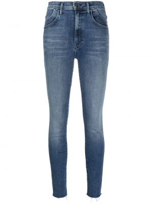 Jeans skinny taille haute slim Mother bleu