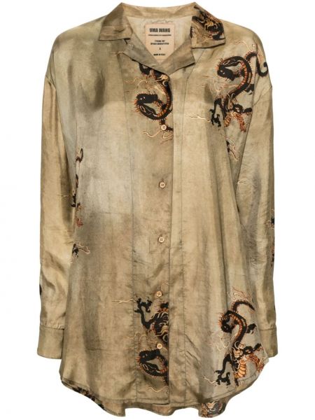 Košeľa s potlačou Uma Wang khaki
