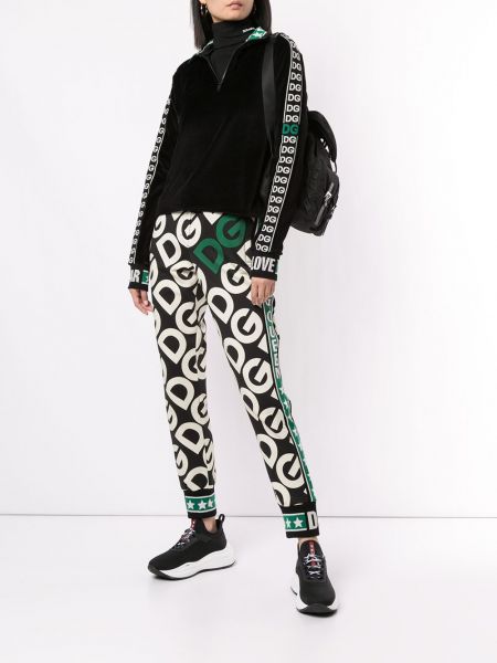 Gestreifter sporthose mit print Dolce & Gabbana schwarz