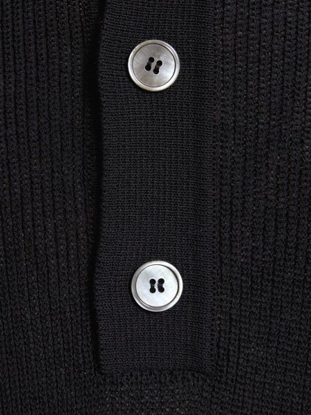 Polo en coton en tricot avec manches courtes Our Legacy noir