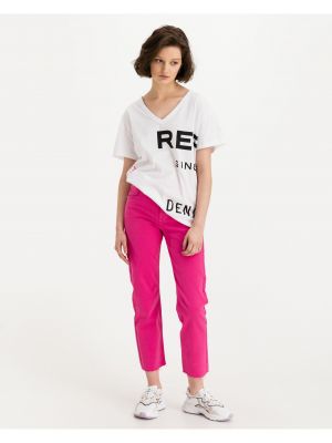 Straight fit džíny Replay růžové
