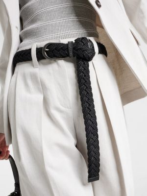 Cinturón de algodón con trenzado Brunello Cucinelli negro