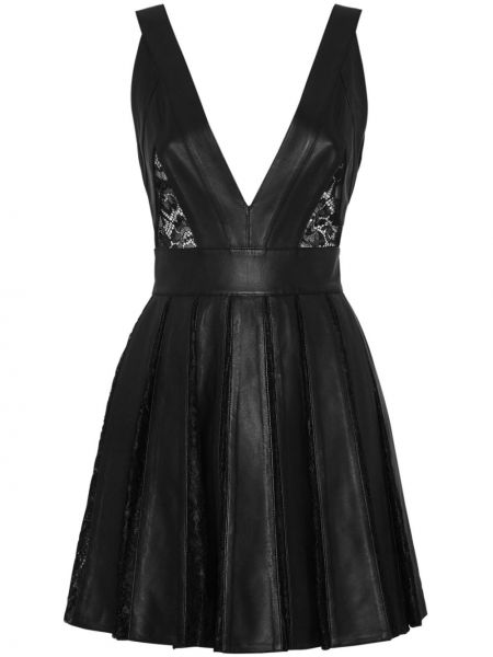 Δερμάτινη κοκτέιλ φόρεμα με διαφανεια Philipp Plein μαύρο