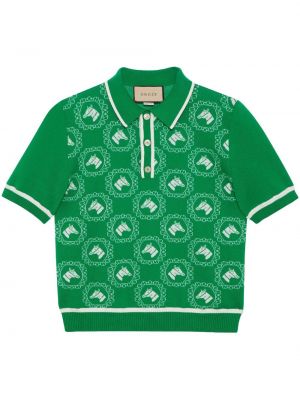 Polo en laine à imprimé Gucci vert