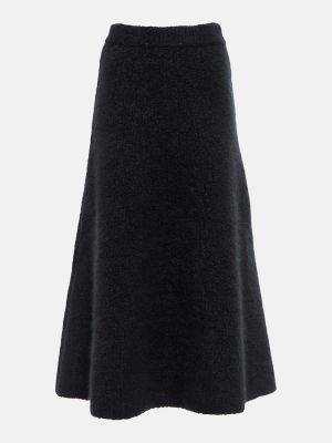 Kašmírová hodvábna midi sukňa Gabriela Hearst čierna