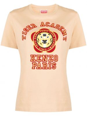 T-shirt en coton et imprimé rayures tigre Kenzo marron