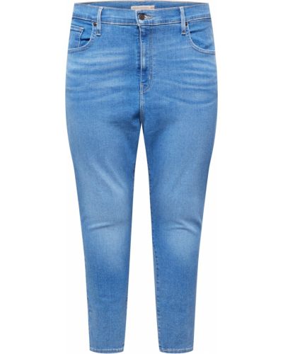 Kožené skinny fit džínsy s vysokým pásom na zips Levi's® Plus - modrá