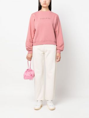 Haftowana bluza z okrągłym dekoltem Woolrich różowa