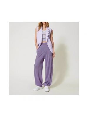 Pantalones cargo de punto Twinset violeta