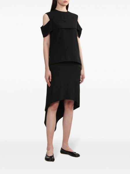 Asymetrické midi sukně Helmut Lang černé