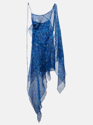 Mini vestido de seda con estampado Knwls azul