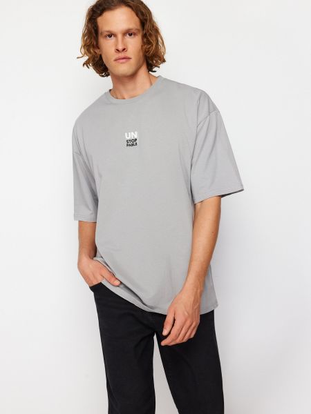 Βαμβακερή μπλούζα με σχέδιο με κοντό μανίκι Trendyol