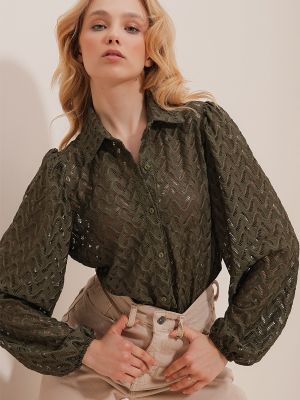 Ажурна плетена риза с дантела Trend Alaçatı Stili