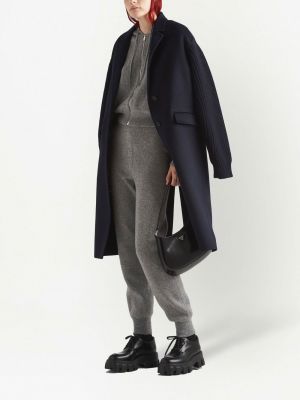 Kašmírová mikina s kapucí s výšivkou Prada šedá
