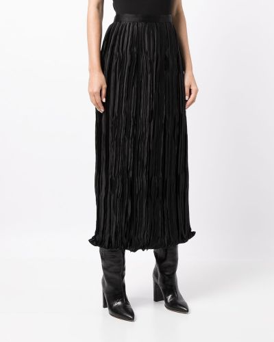 Plisované hedvábné saténové pouzdrová sukně Andrew Gn černé