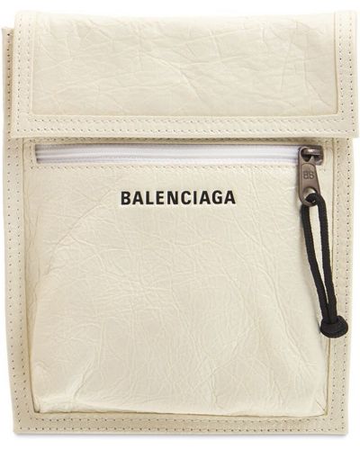 Кожени чанта през рамо Balenciaga бяло