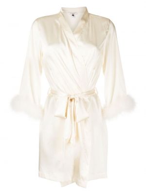Сатенен халат с перли Gilda & Pearl бяло