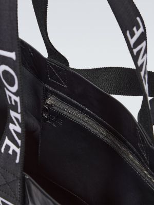 Kožená kožená nákupná taška Loewe čierna