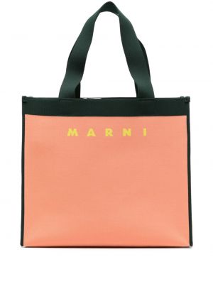 Βαμβακερή τσάντα shopper ζακάρ Marni
