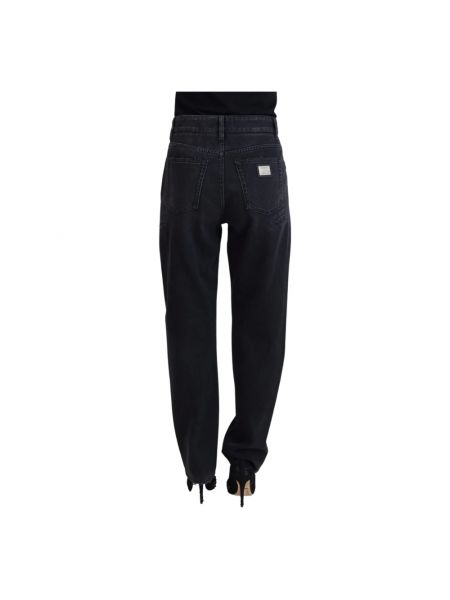 Pantalones rectos de cintura alta desgastados Dolce & Gabbana negro