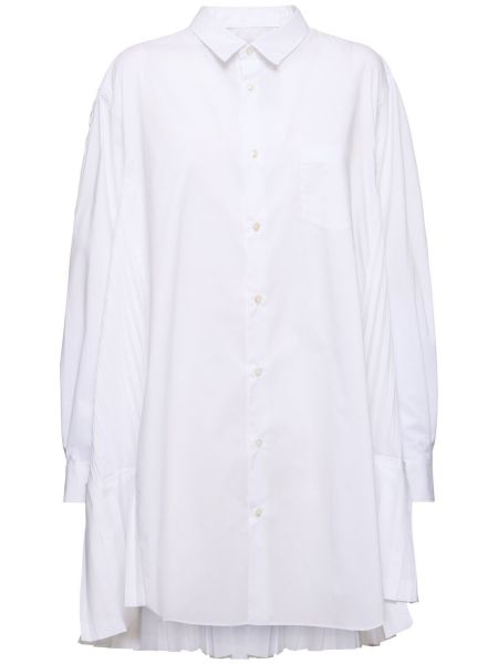 Camicia di cotone pieghettata Junya Watanabe bianco