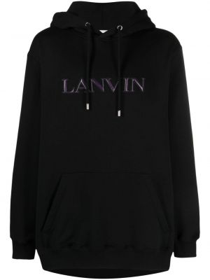Hoodie en coton avec applique Lanvin noir