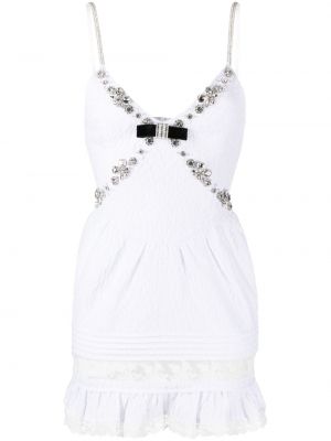Мини рокля с кристали Shushu/tong бяло