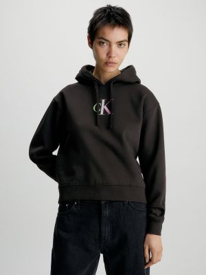 Sudadera con capucha con estampado Calvin Klein Jeans negro