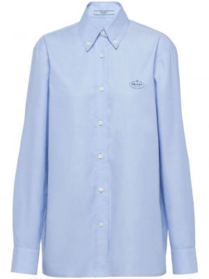 Camicia con stampa Prada blu