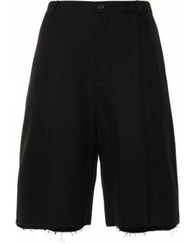 Pantaloni scurți de lână din viscoză Balenciaga negru