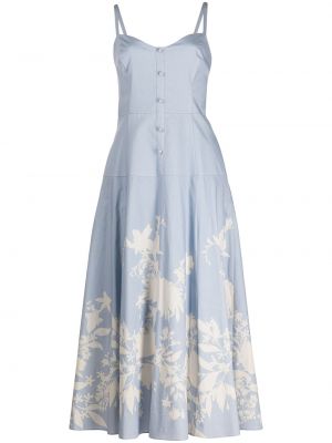 Sukienka koktajlowa bez rękawów w kwiatki z nadrukiem Marchesa Notte niebieska