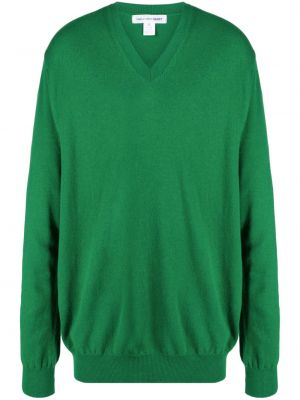 V-nyakú gyapjú szvetter Comme Des Garçons Shirt zöld