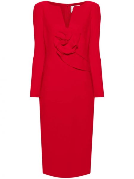 Φλοράλ μάλλινη φόρεμα Roland Mouret κόκκινο