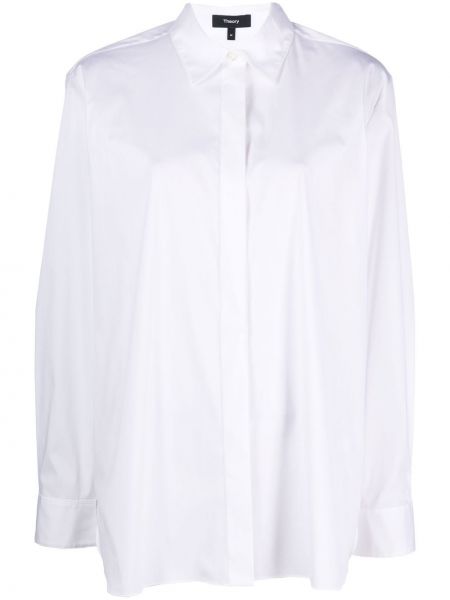 Пухена памучна риза Theory бяло