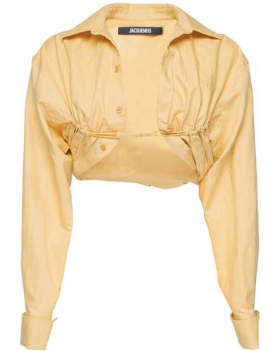 Bavlnená ľanová košeľa Jacquemus žltá