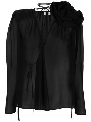 Svilena bluza s cvetličnim vzorcem Magda Butrym črna
