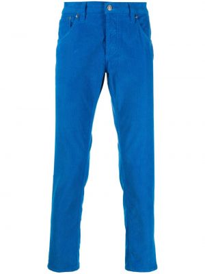 Kordbársony alacsony derekú egyenes szárú nadrág Dondup kék