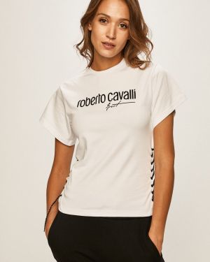 T-shirt Roberto Cavalli Sport, biały