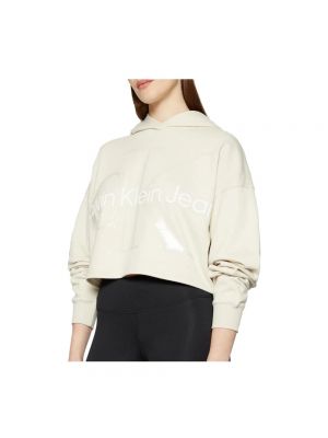Bluza z kapturem oversize Calvin Klein beżowa