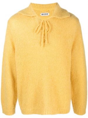 Čipkovaný šnurovací sveter Bode žltá