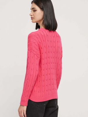 Bavlněný svetr Superdry růžový